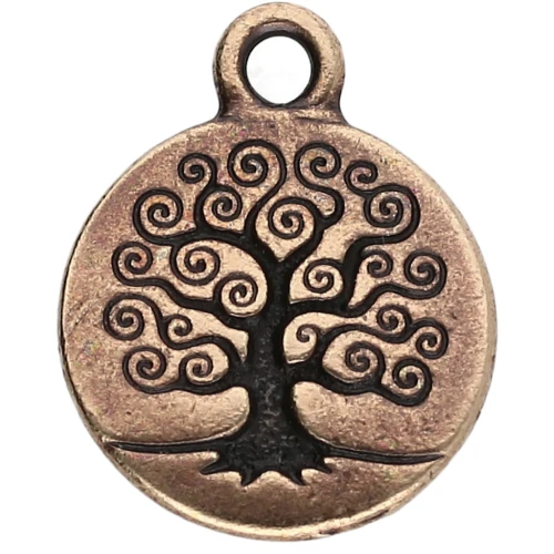 Dije redondo de 15,5 mm - motivo árbol de la vida - Bronce x1