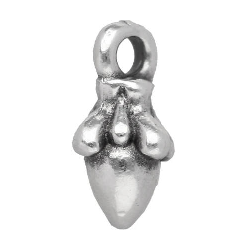 Mini Dije borla 10x6 mm - Chapado plateado fino envejecido x1
