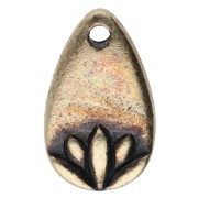 Dije de gota 13x8 mm - motivo flor de loto - Bronce x1|raw }}