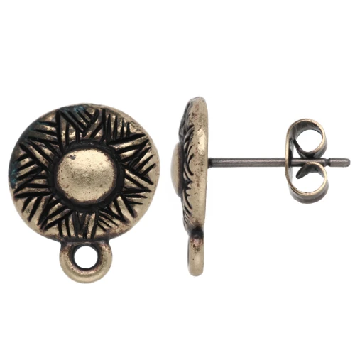 Ganchos pendientes étnicos redondos irregulares 12 mm - Bronce x2