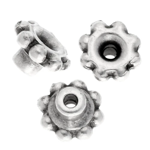 Flor de cuentas de precisión rondelles 5mm Alineación de cuentas - Fina chapa de Arg viejo x5