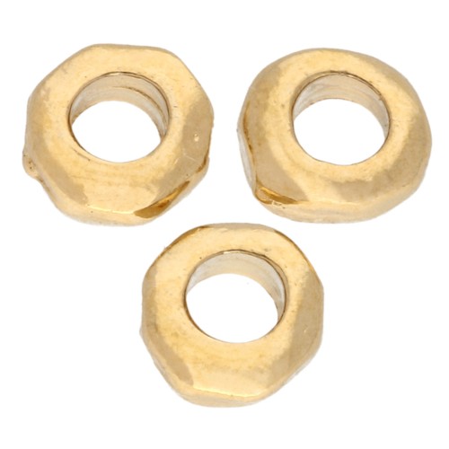 Cuentas arandelas agujero grande 5 mm - Dorado con oro fino x5