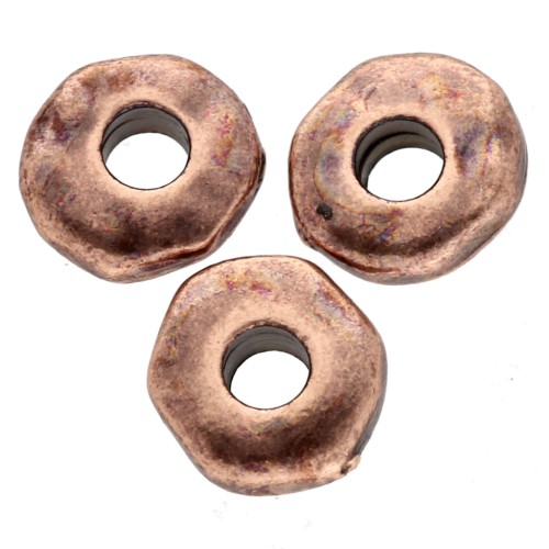 Cuentas arandalas agujero grande 6.5 mm - Cobre envejecido x5