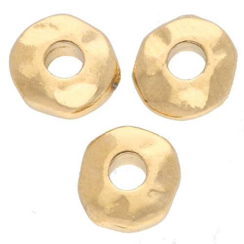 Cuentas arandalas agujero grande 6,5 mm - Dorado con oro fino x5