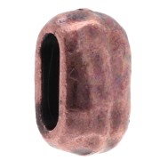 Pulsador ovalado martillado 10x6 mm para cordones de 6 mm - Cobre envejecido x1