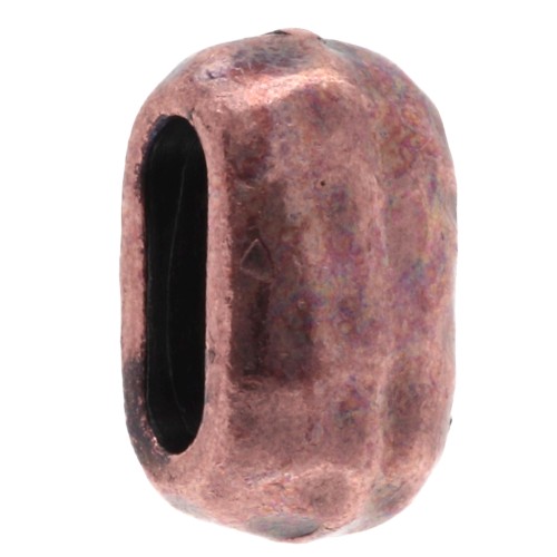 Pulsador ovalado martillado 10x6 mm para cordones de 6 mm - Cobre envejecido x1