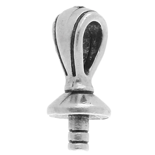 Cierre colgante 17x7 mm para perla semiperforada - Chapado plateado fino envejecido x1