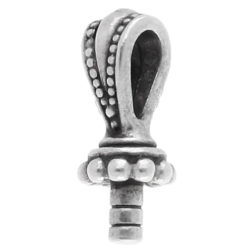 Cierre colgante 17x7 mm para perla semiperforada - Chapado plateado fino envejecido x1