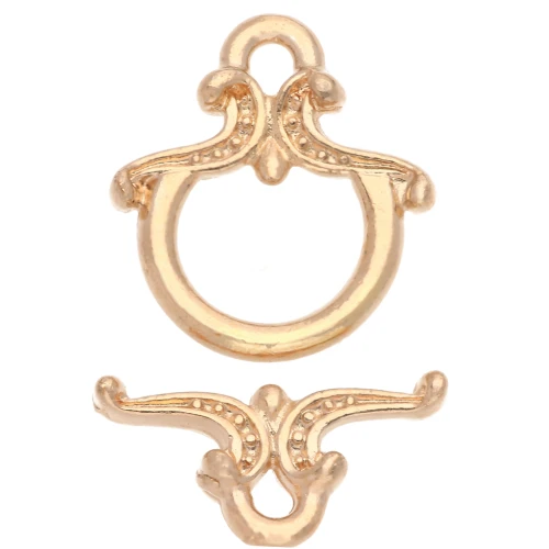 Cierre arabesco trabajado en T 13x12 mm - Dorado con oro fino x1
