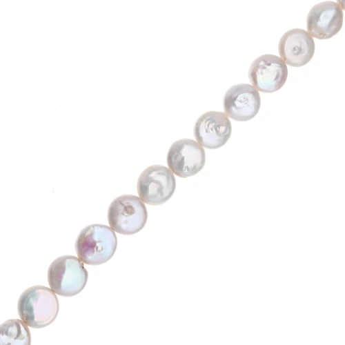 Perlas de agua dulce irregulares - paleta redonda 10 mm - Grado AA - Blanco x37cm
