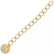 Cadena de extensión con eslabones Rombo de 44 mm y medalla - Acero inoxidable 304 Dorado x10