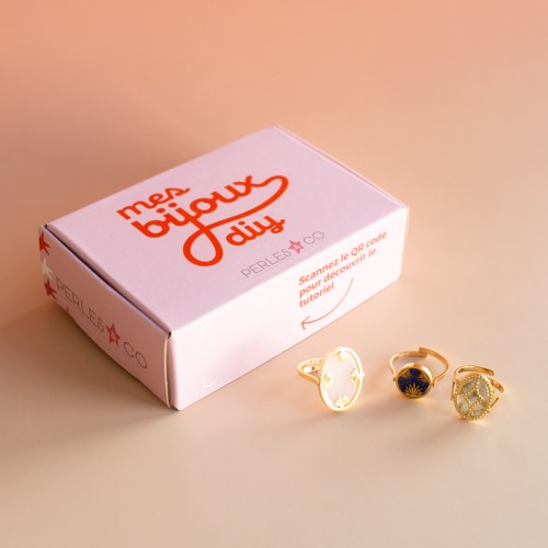 Mis joyas DIY - Kit de 3 anillos de acero inoxidable 316L con piedras naturales