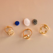 Mis joyas DIY - Kit de 3 anillos de acero inoxidable 316L con piedras naturales
