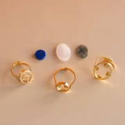 Mis joyas DIY - Kit de 3 anillos de acero inoxidable 316L con piedras naturales