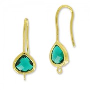 Ganchos para pendientes 27 mm Emerald Dorado con oro fino x2