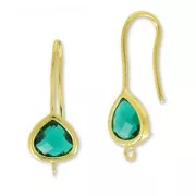 Ganchos para pendientes 27 mm Emerald Dorado con oro fino x2