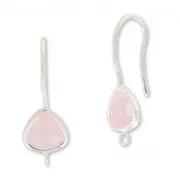 Ganchos para pendientes 27 mm Rosa Water Opal/chapado en plata fina x2