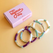 Mes bijoux DIY - Kit de 4 pulseras elásticas con cuentas tubulares - Versión dorada