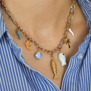 Mes bijoux DIY - Kit de colgante y cordón de acero inoxidable - Versión azul