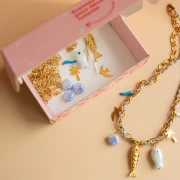 Mes bijoux DIY - Kit de colgante y cordón de acero inoxidable - Versión azul