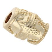 Cuenta de tubo trabajada 10x7,5 mm - Dorado con oro fino x1