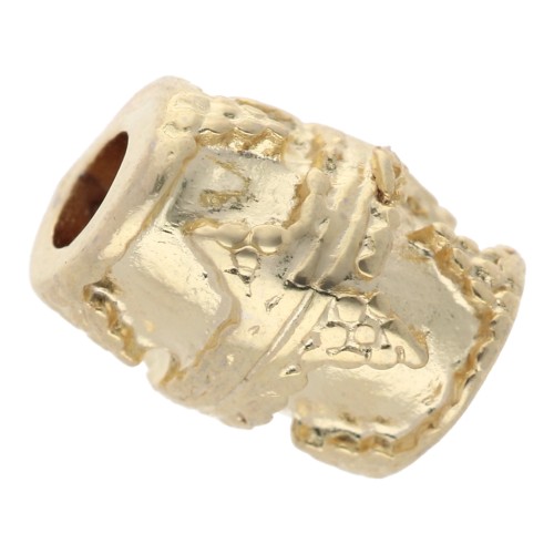 Cuenta de tubo trabajada 10x7,5 mm - Dorado con oro fino x1