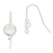 Ganchos para pendientes 19 mm Crystal/chapado en plata fina x2