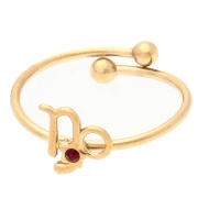 Anillo ajustable signo del zodiaco - Capricornio - Acero inoxidable 304L Dorado - Rojo x1