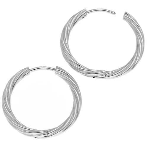 Pendientes de aro retorcidos de 21 mm - del hilo de 2,3 mm - acero inoxidable 304 x2