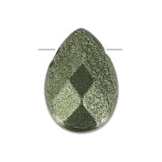 Cuentas Briolettes planas 14x10 mm Pyrite x4|raw }}