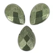 Cuentas Briolettes planas 14x10 mm Pyrite x4