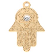 Colgante Mano de Fatma con Estrella de David 28x19 mm Acero inoxidable 304, Dorado x1
