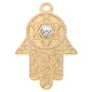 Colgante Mano de Fatma con Estrella de David 28x19 mm Acero inoxidable 304, Dorado x1