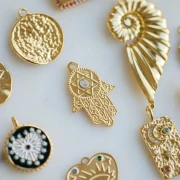 Colgante Mano de Fatma con Estrella de David 28x19 mm Acero inoxidable 304, Dorado x1