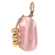 Dije rectangular de 13 x 6 mm con gema teñida de cuarzo fresa - Acero inoxidable 304 dorado