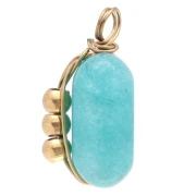 Dije rectangular de 13 x 6 mm con piedra preciosa de amazonita teñida, acero inoxidable 304 Dorado x 1