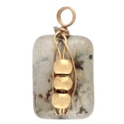 13x6 m Dije rectángulo - Piedra preciosa Labradorita - Acero inoxidable 304 Dorado x1|raw }}