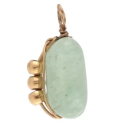 Dije rectangular de 13 x 6 mm - piedra preciosa teñida de aventurina - acero inoxidable 304 dorado