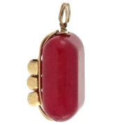 Dije rectangular de 13 x 6 mm con piedra semipreciosa teñida de cornalina - Acero inoxidable 304 Dorado