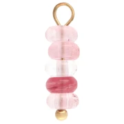 Dije de aros de 4,5 mm con gema teñida de cuarzo fresa - Acero inoxidable 304 dorado