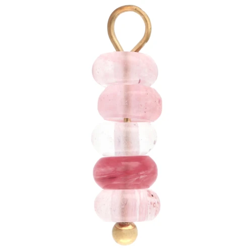 Dije de aros de 4,5 mm con gema teñida de cuarzo fresa - Acero inoxidable 304 dorado