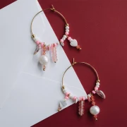 Dije arandelas 4,5 mm imitación Fresa cuarzo 304 acero inoxidable Dorado x1