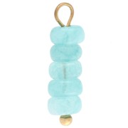 Dije de aros de 4,5 mm con gema teñida de aventurina azul - Acero inoxidable 304 Dorado