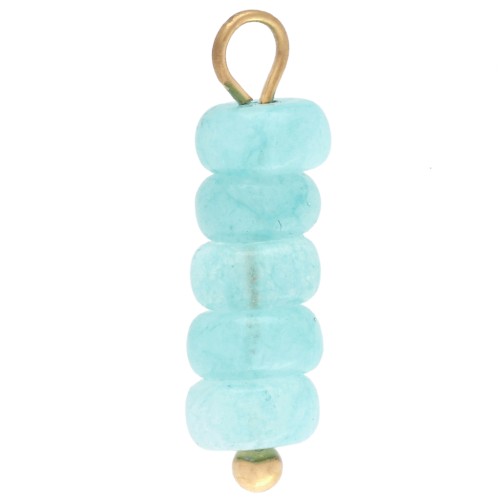 Dije rondelles 4.5 mm Gema Aventurina Azul - Acero inoxidable 304 Dorado x1