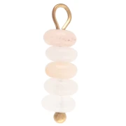 Dije de aros de 4,5 mm con piedra preciosa de aventurina rosa - Acero inoxidable 304 dorado x1