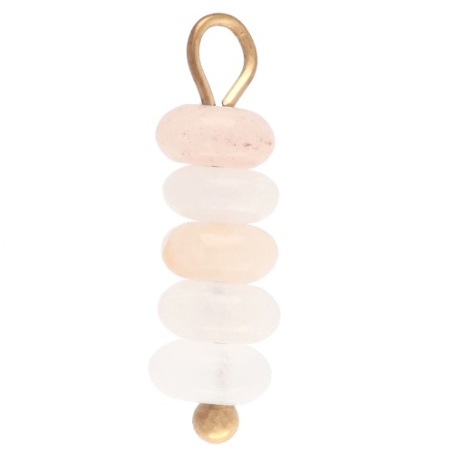 Dije de aros de 4,5 mm con piedra preciosa de aventurina rosa - Acero inoxidable 304 dorado x1