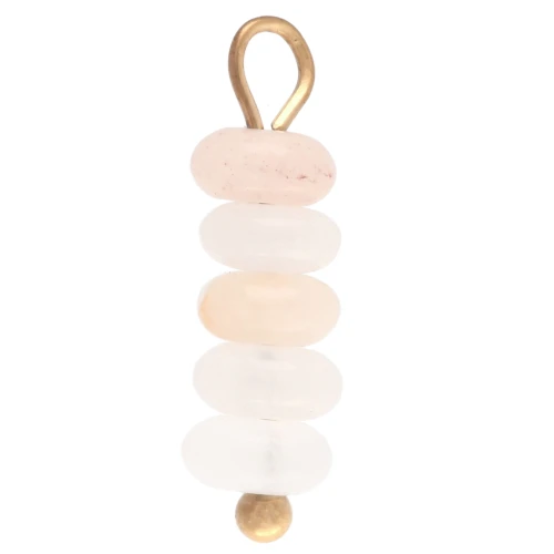 Dije de aros de 4,5 mm con piedra preciosa de aventurina rosa - Acero inoxidable 304 dorado x1