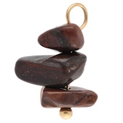 Dije en forma de patata frita de 16 mm con piedra preciosa «Ojo de tigre» - Acero inoxidable 304 Dorado x1