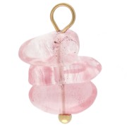 Dije en forma de patata frita de 16 mm con gema teñida de cuarzo fresa - Acero inoxidable 304 Dorado