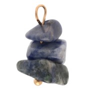 Dije en forma de patata frita de 16 mm con piedra preciosa de sodalita - Acero inoxidable 304 Dorado x1